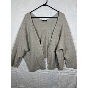 Brandy Melville Wool Blend Oversized Cardigan Beige Waffle Knit Made in Italy OS